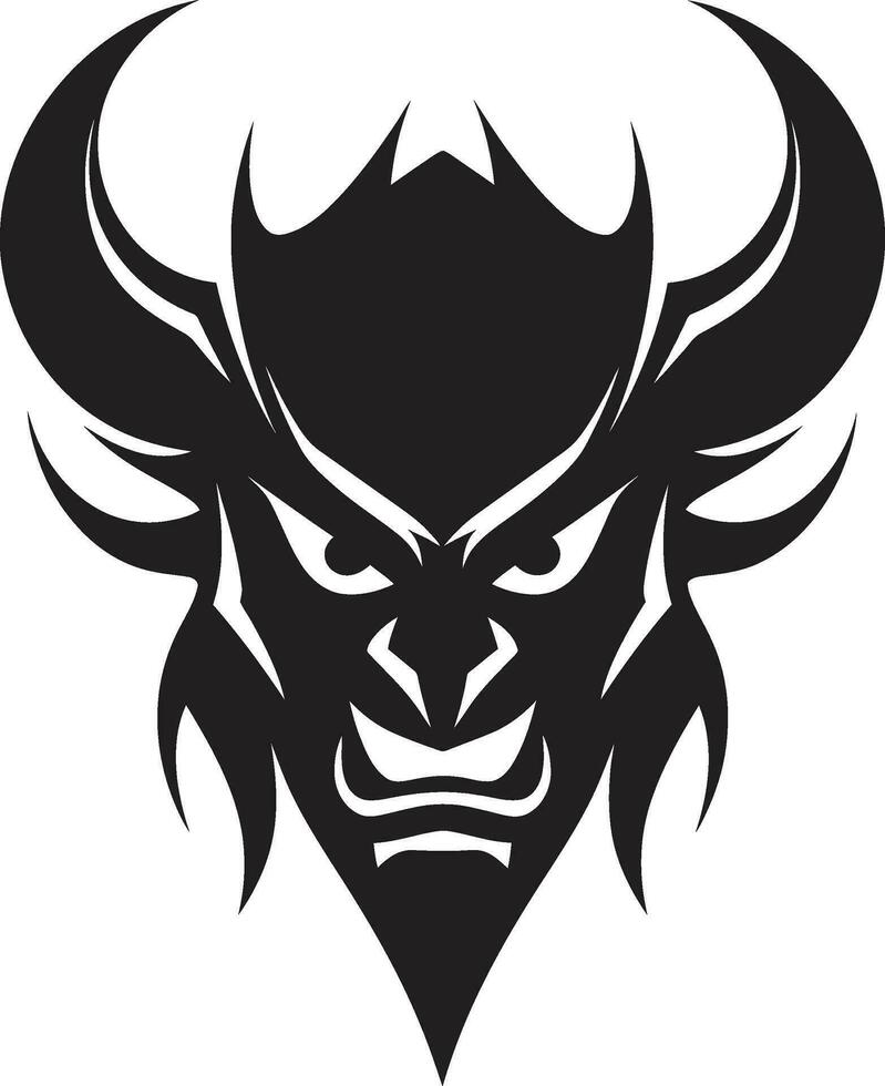 Beyond Redemption Devil s Cold Stare in Black Icon Drowning in Darkness Black Devil s Embrace Drains Light vector
