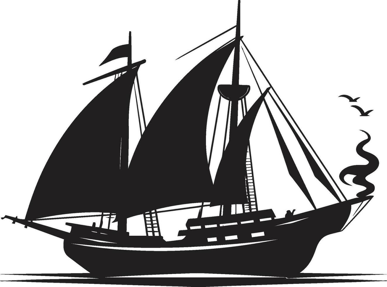Seafaring Heritage Black Ship Icon Ancient Voyage Vector Black Ship Design