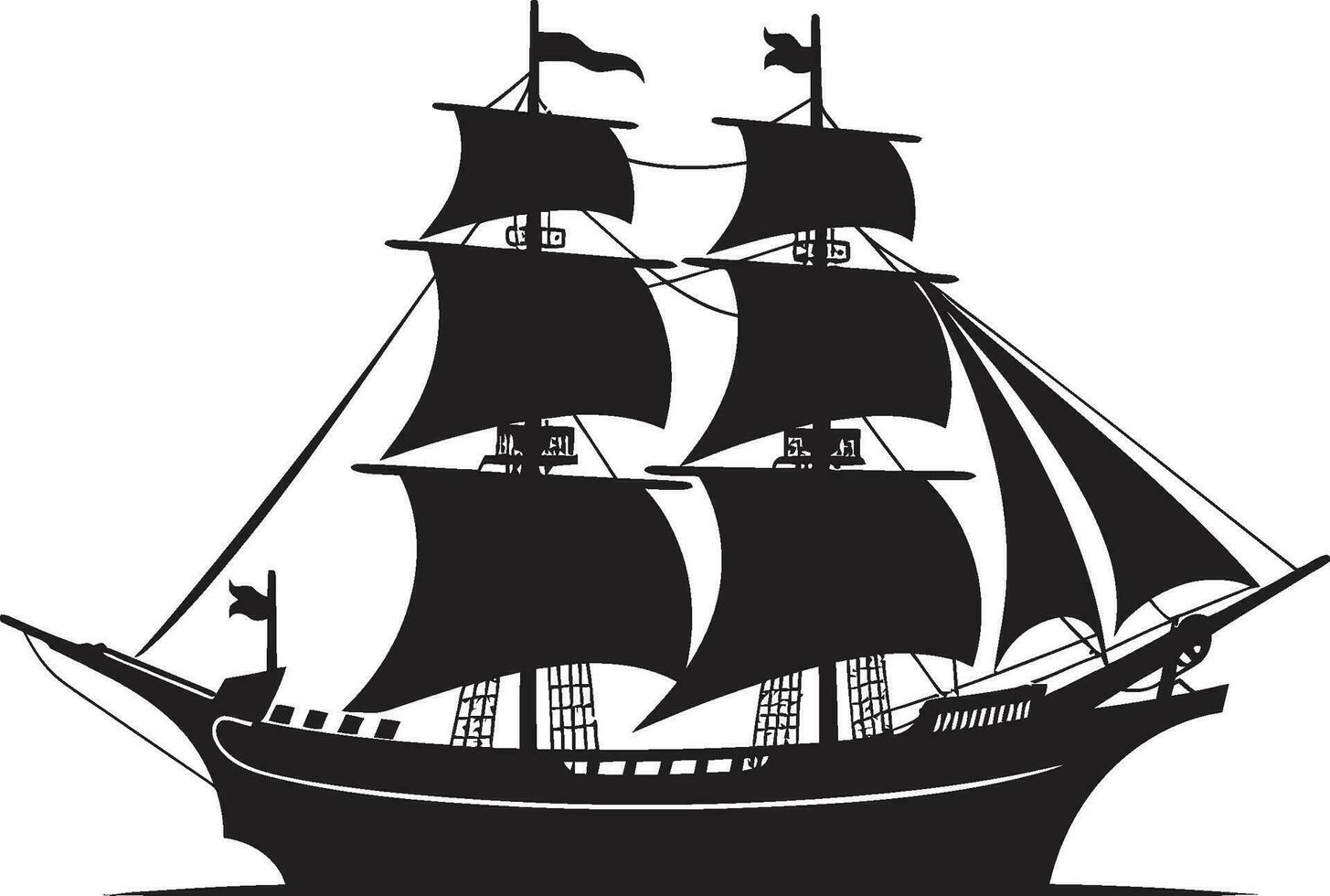 eterno buque vector antiguo Embarcacion mítico viaje negro Embarcacion emblema diseño