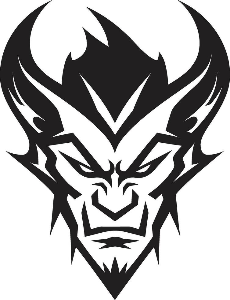 Furious Inferno Black Devil s Face Icon in Vector Diabolic