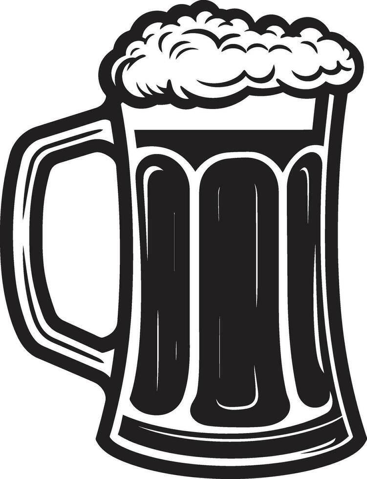 Crafty Lager Vector Mug Logo Design Frothy Pint Black Beer Glass Icon