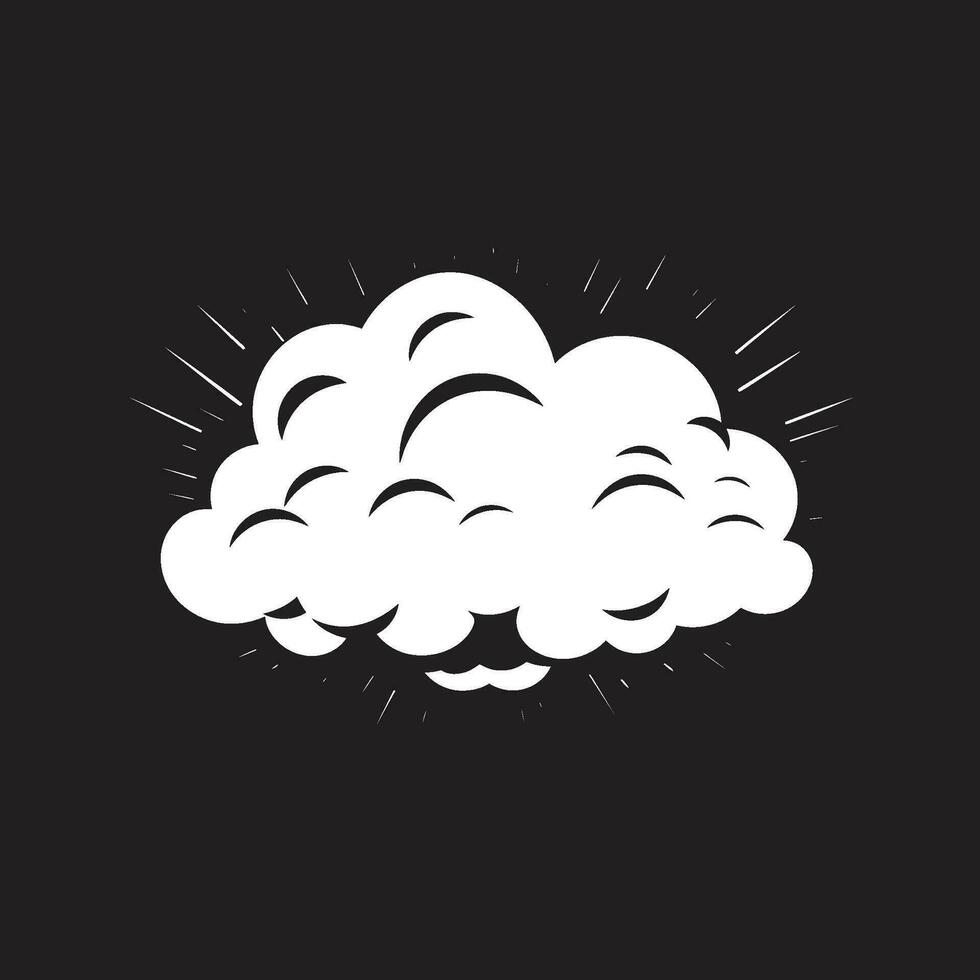 Raging Storm Black Cartoon Cloud Icon Fuming Squall Angry Cloud Logo Design vector