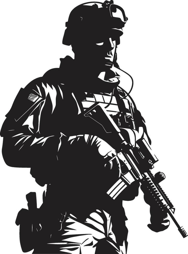 Defender s Precision Black Soldier Emblem Combat Vigil Armed Forces Vector Design