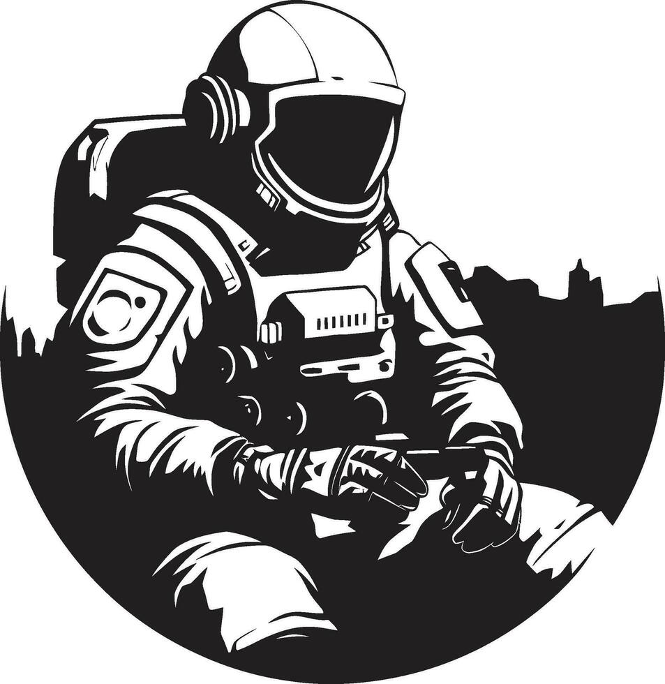 Zero Gravity Explorer Astronaut Vector Icon Orbital Voyager Black Astronaut Emblem