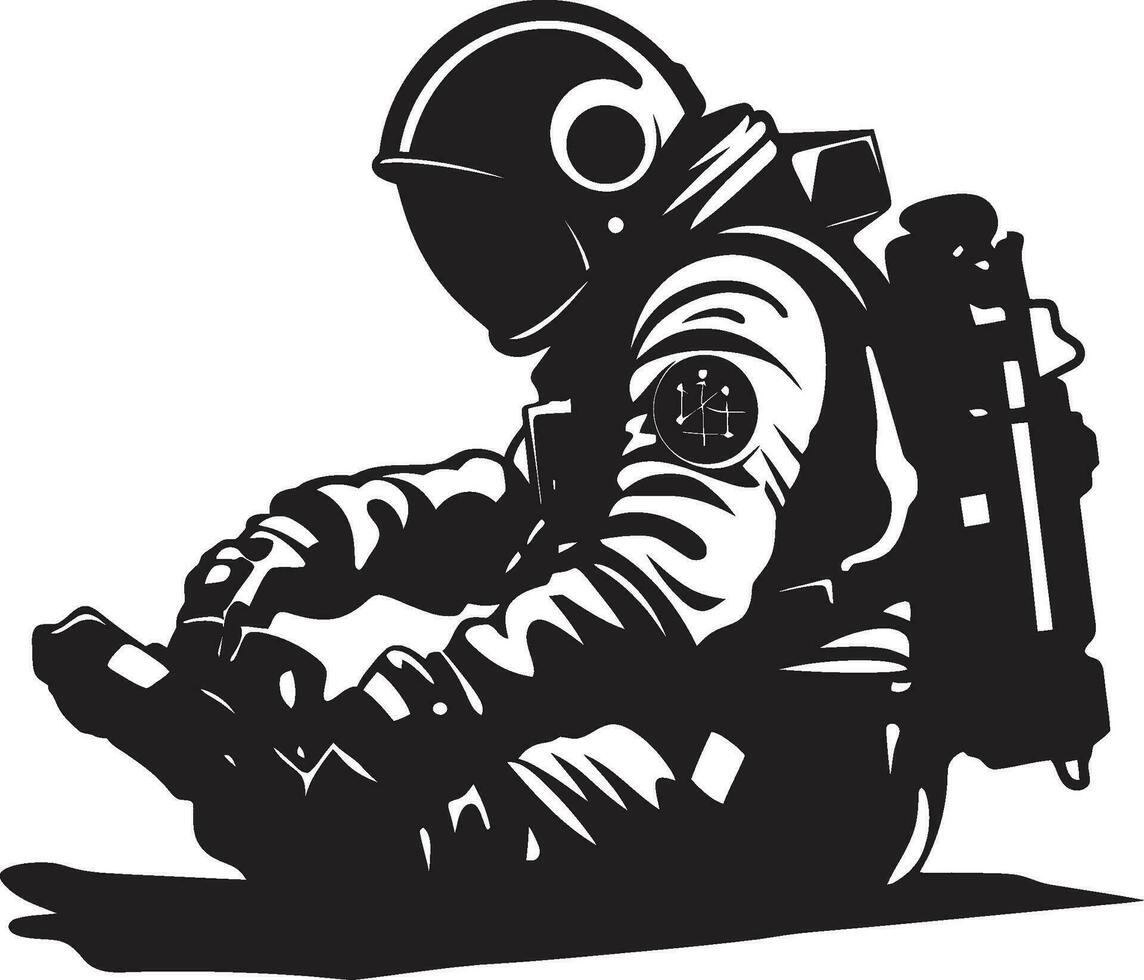 cósmico explorador astronauta vector emblema espacio pionero negro casco logo icono