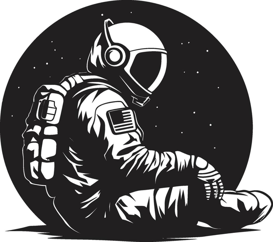 Celestial Explorer Astronaut Emblematic Design Zero Gravity Trailblazer Black Space Logo vector