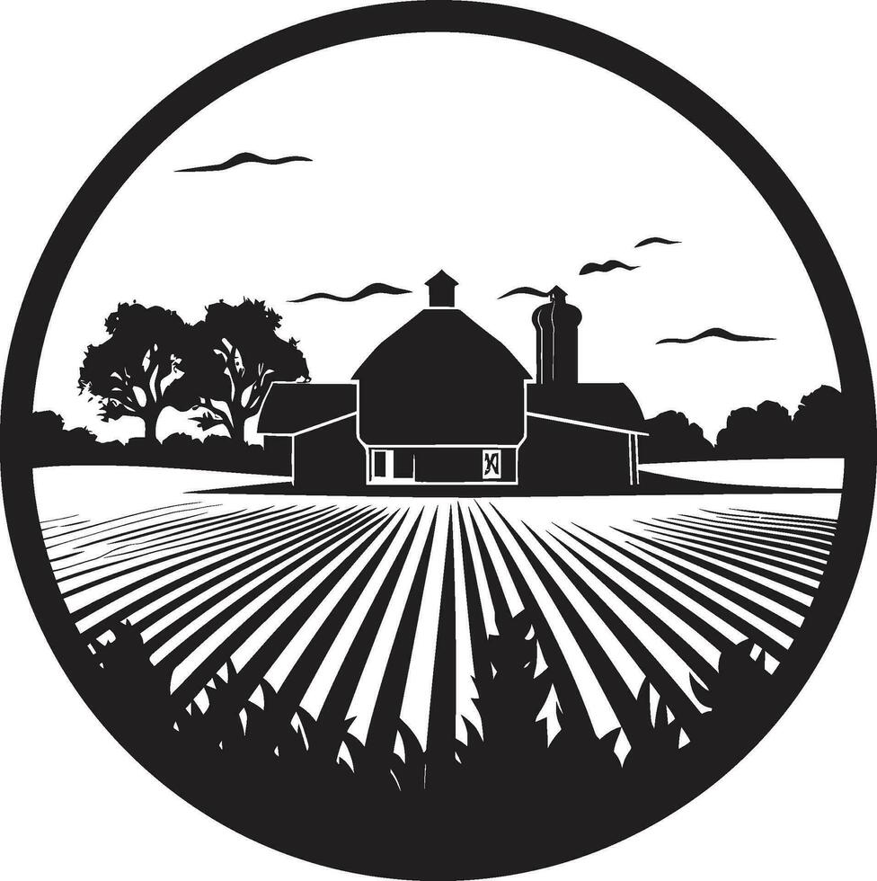 Fields of Legacy Black Vector Logo for Farms Nature s Horizon Agricultural Farmhouse Emblem