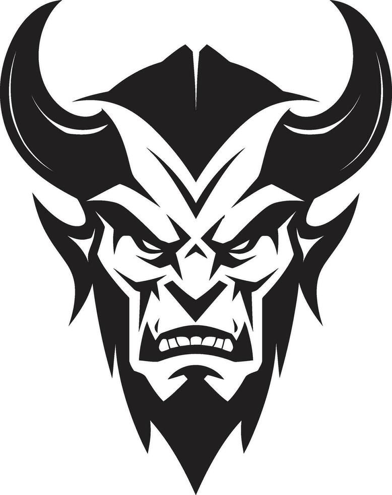 Wrath Unleashed Aggressive Devil s Face Vector Symbol Dark Temptation Vector Logo of Devil s Fierce Visage