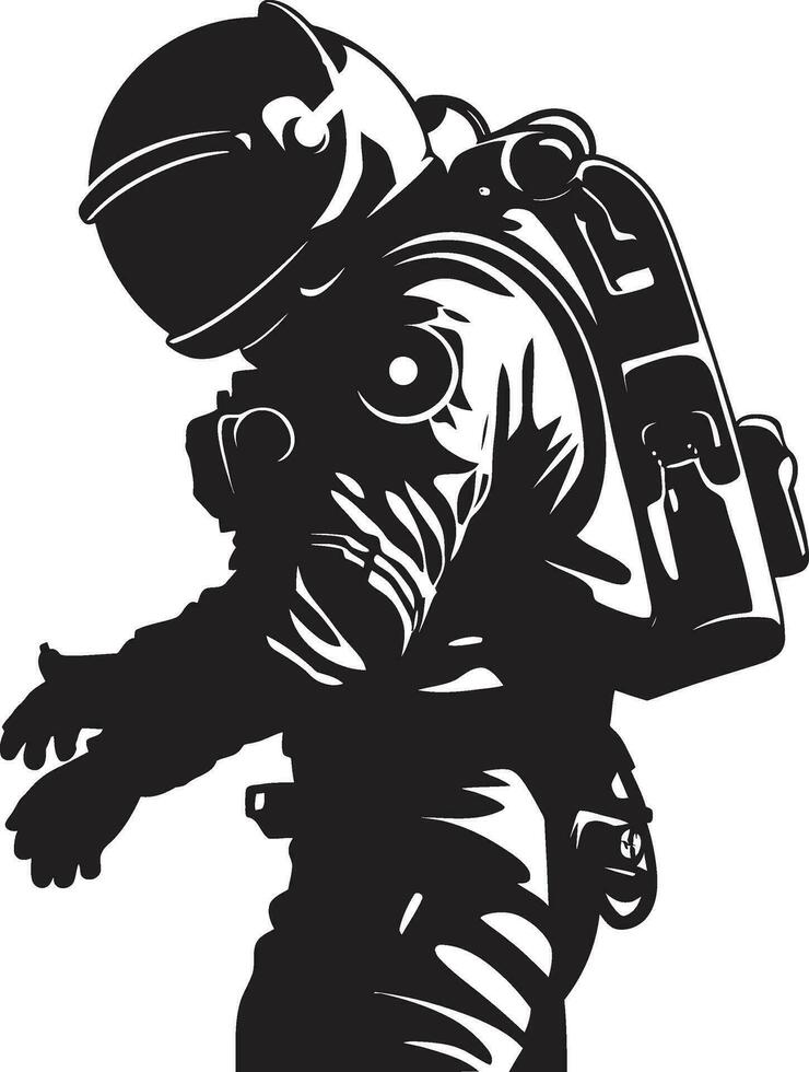 interestelar aventurero negro espacio logo cero gravedad explorador astronauta vector icono