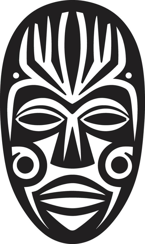 Spiritual Essence Black Logo African Mask Symbolic Silhouette Tribal Vector Icon
