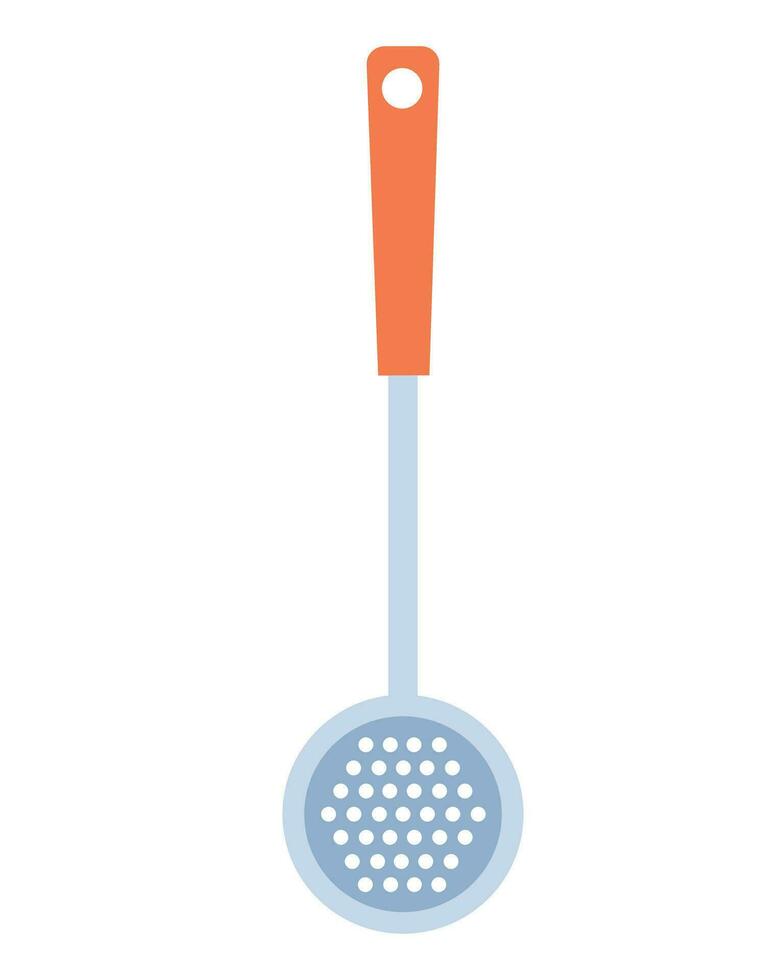 Doodle flat clipart. Simple illustration of a kitchen tool, slotted spoon vector