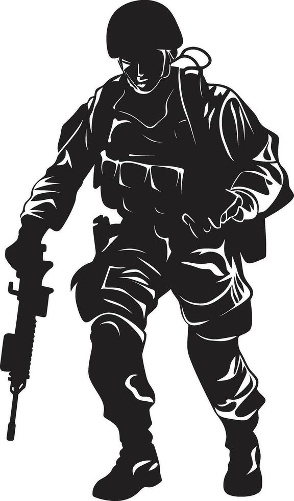 táctico guardián armado soldado negro icono militante protector vector hombre del ejército emblema