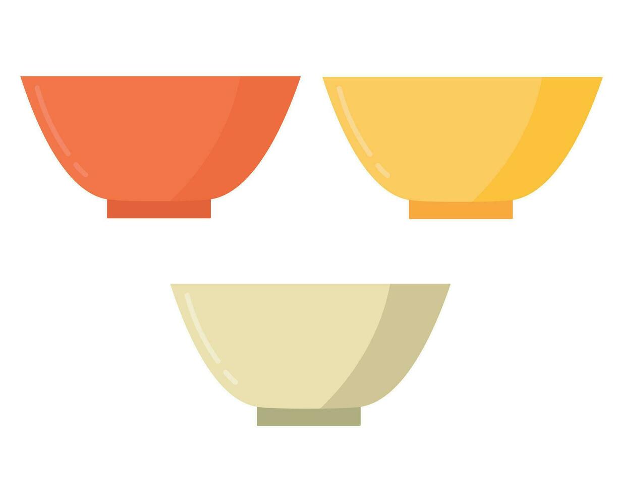 Doodle flat clipart. Empty deep plate, bowl vector