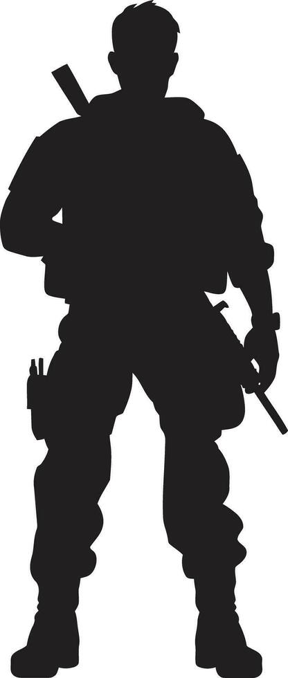 Warrior Strength Vector Armyman Emblem in Black Militant Precision Armed Forces Black Logo Design