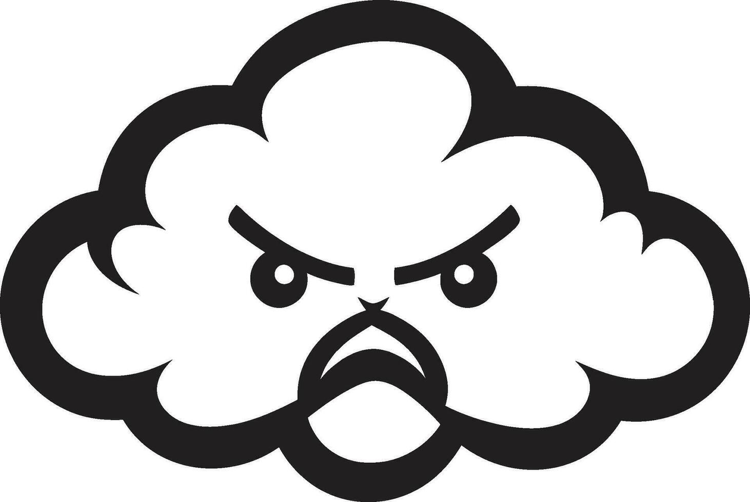 enojado ciclón negro dibujos animados nube diseño tempestad furia enojado nube logo icono vector