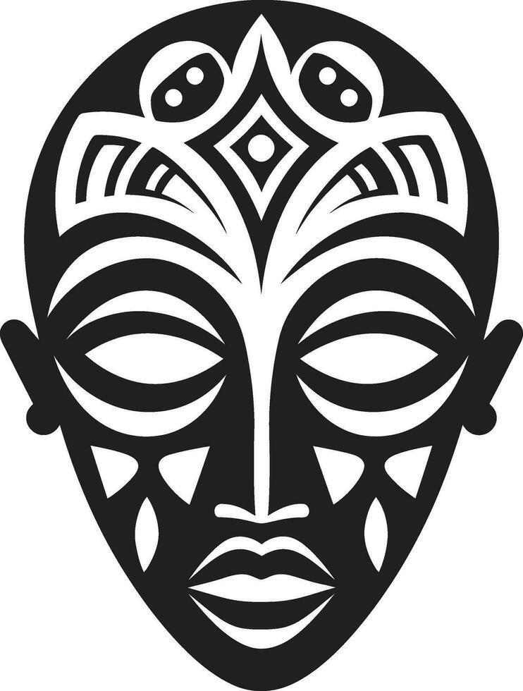 Spiritual Chronicles Black African Mask Symbolic Identity Tribal Emblem in Vector