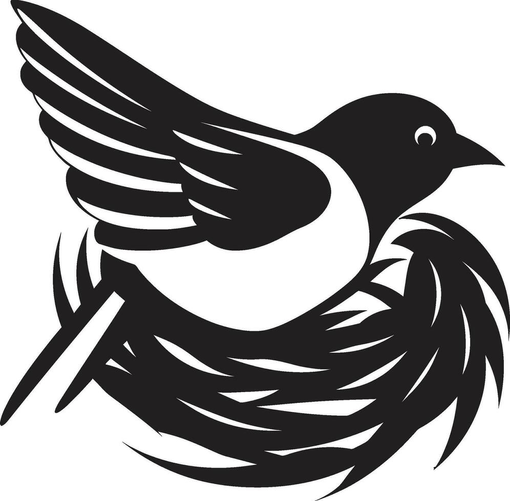 Nest Weaver Vector Icon Design Flight Nest Black Bird Logo Icon