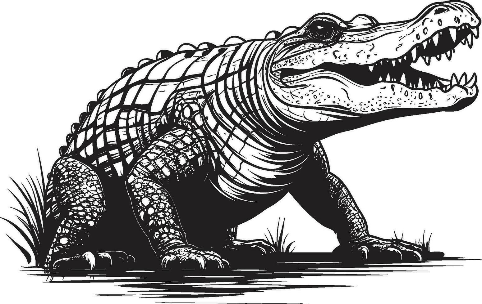 Ancient Apex Alligator Logo in Black Vector Wilderness Wrath Vector Black Alligator Icon