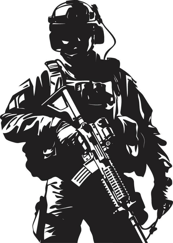 Guardian Valor Black Armyman Icon Design Combat Precision Vector Armed Forces Logo