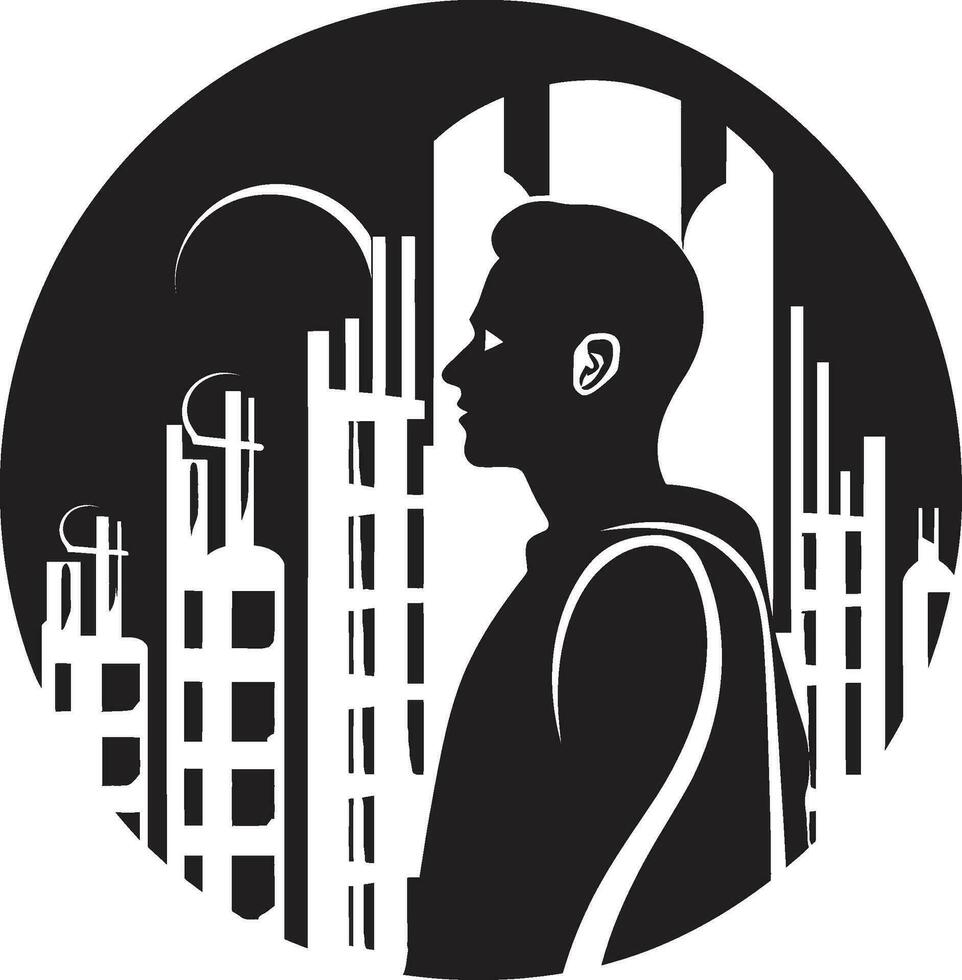 Creative Vision Vector Architect Logo Structure Maven Black Man Icon Design