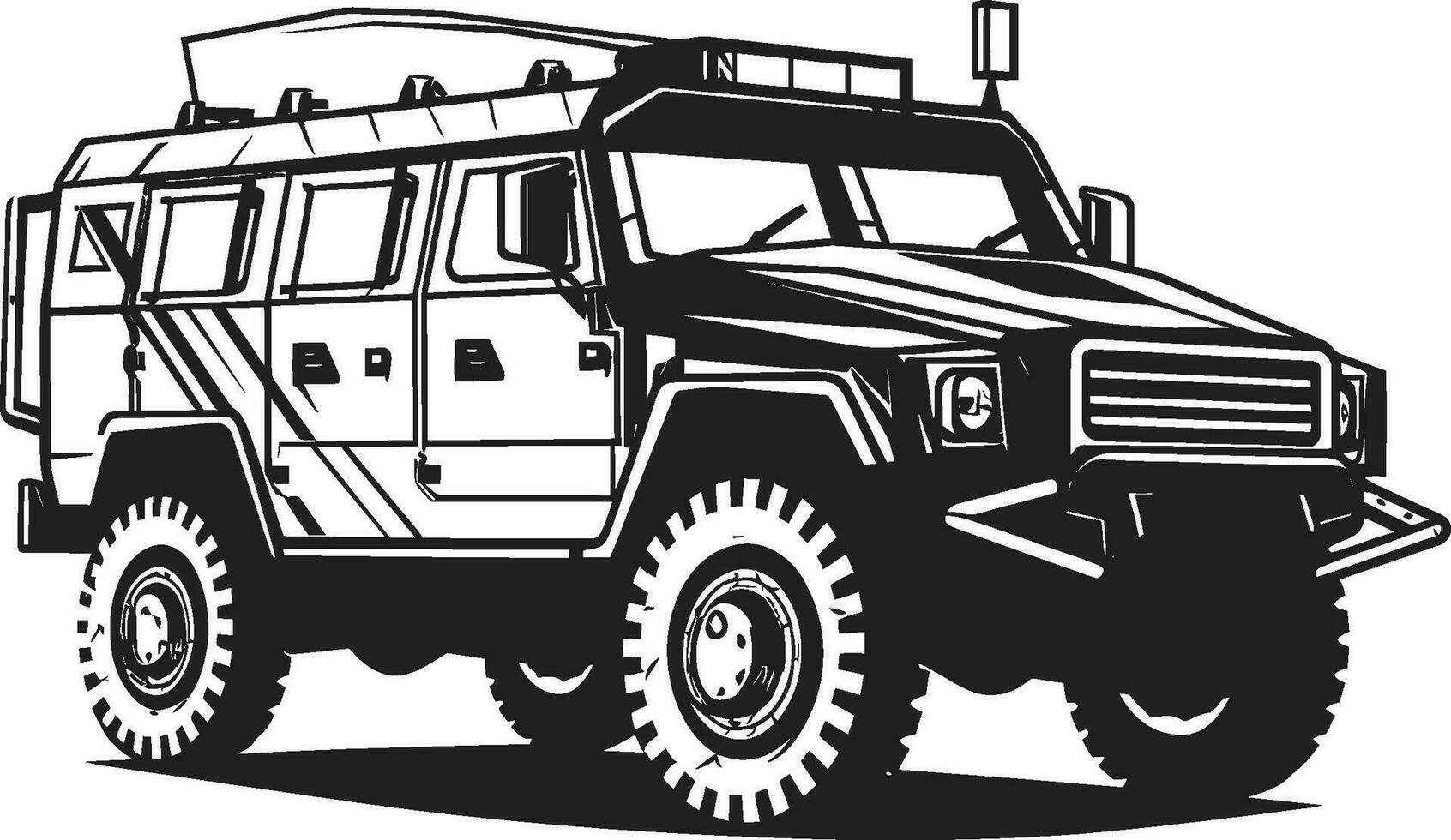 táctico transporte negro 4x4 emblema militante pionero vector Ejército símbolo