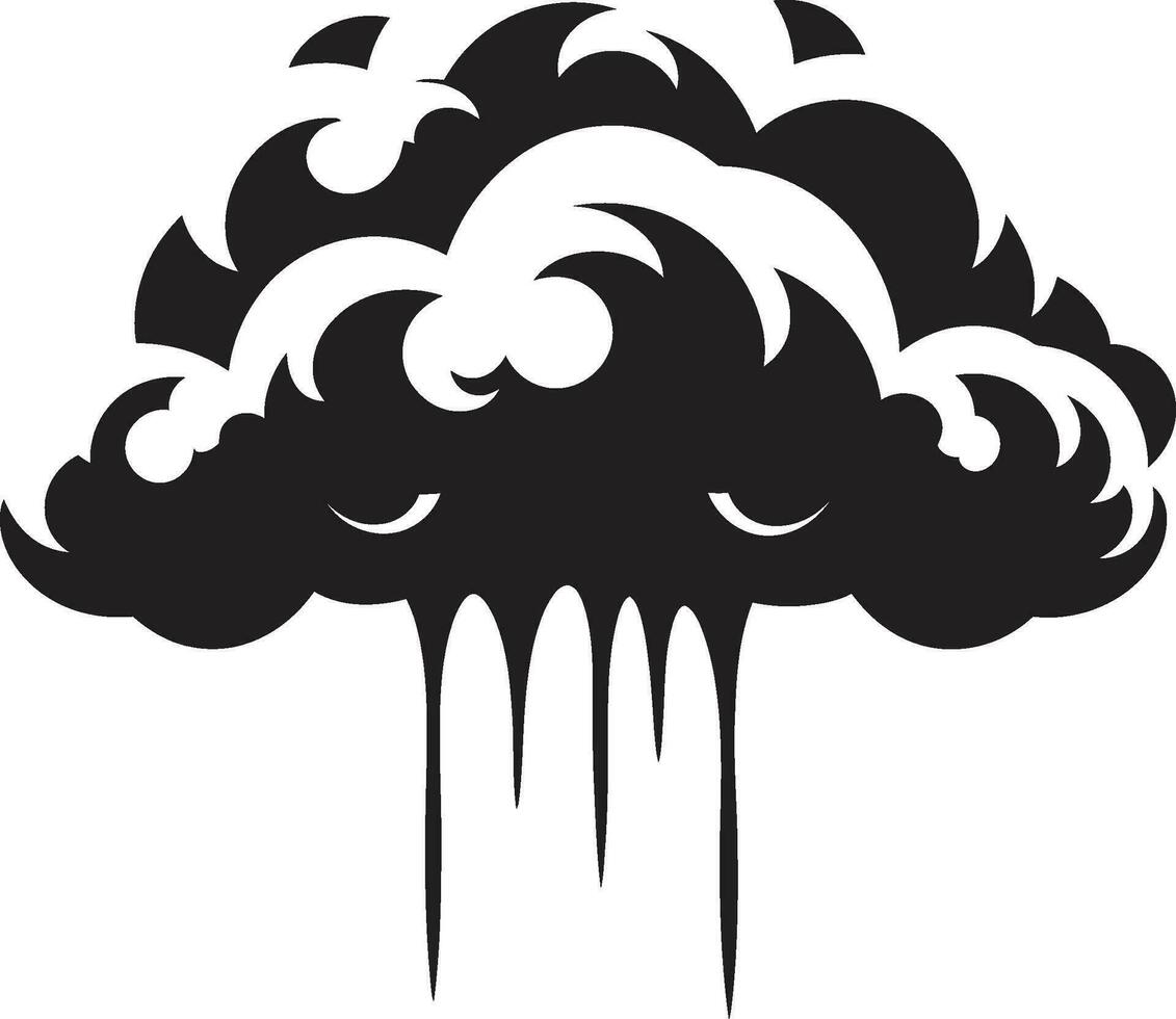 Thunderous Rage Vector Angry Cloud Emblem Fuming Squall Black Cartoon Cloud Icon