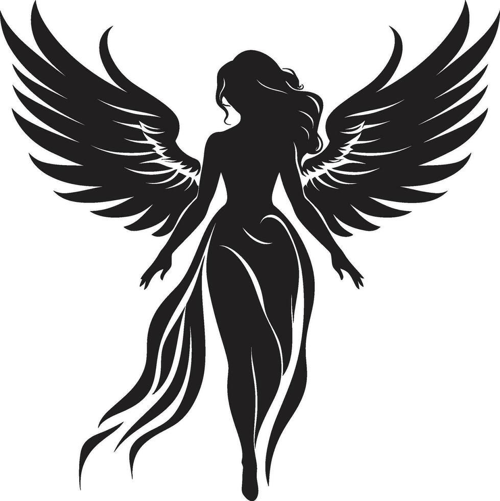 Divine Harmony Angelic Emblem Design Ethereal Guardian Vector Angel Icon