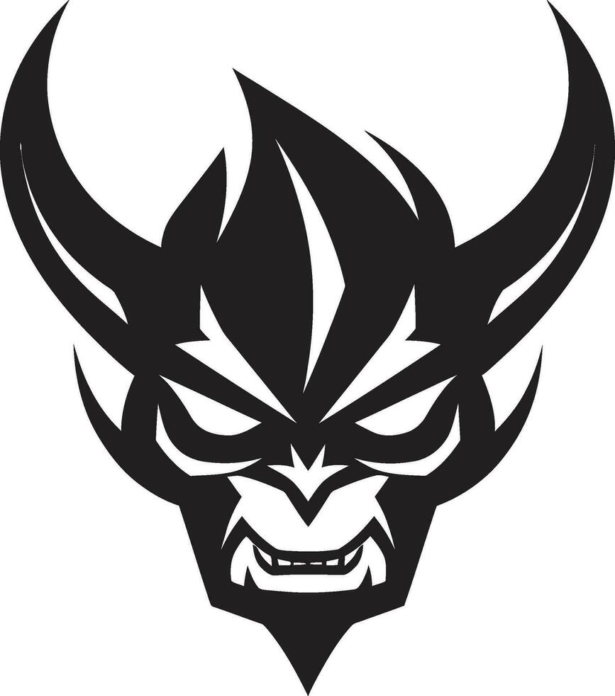 Rage Unleashed Aggressive Devil s Face Vector Symbol Dark Temptation Vector Logo of Devil s Fiery Visage