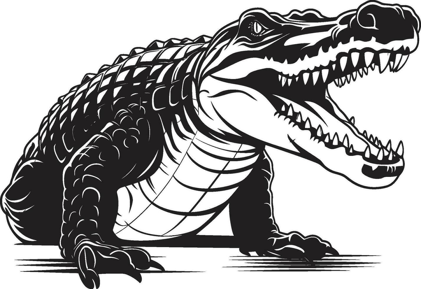 Jungle Majesty Black Alligator Logo Primeval Predator Vector Alligator Emblem