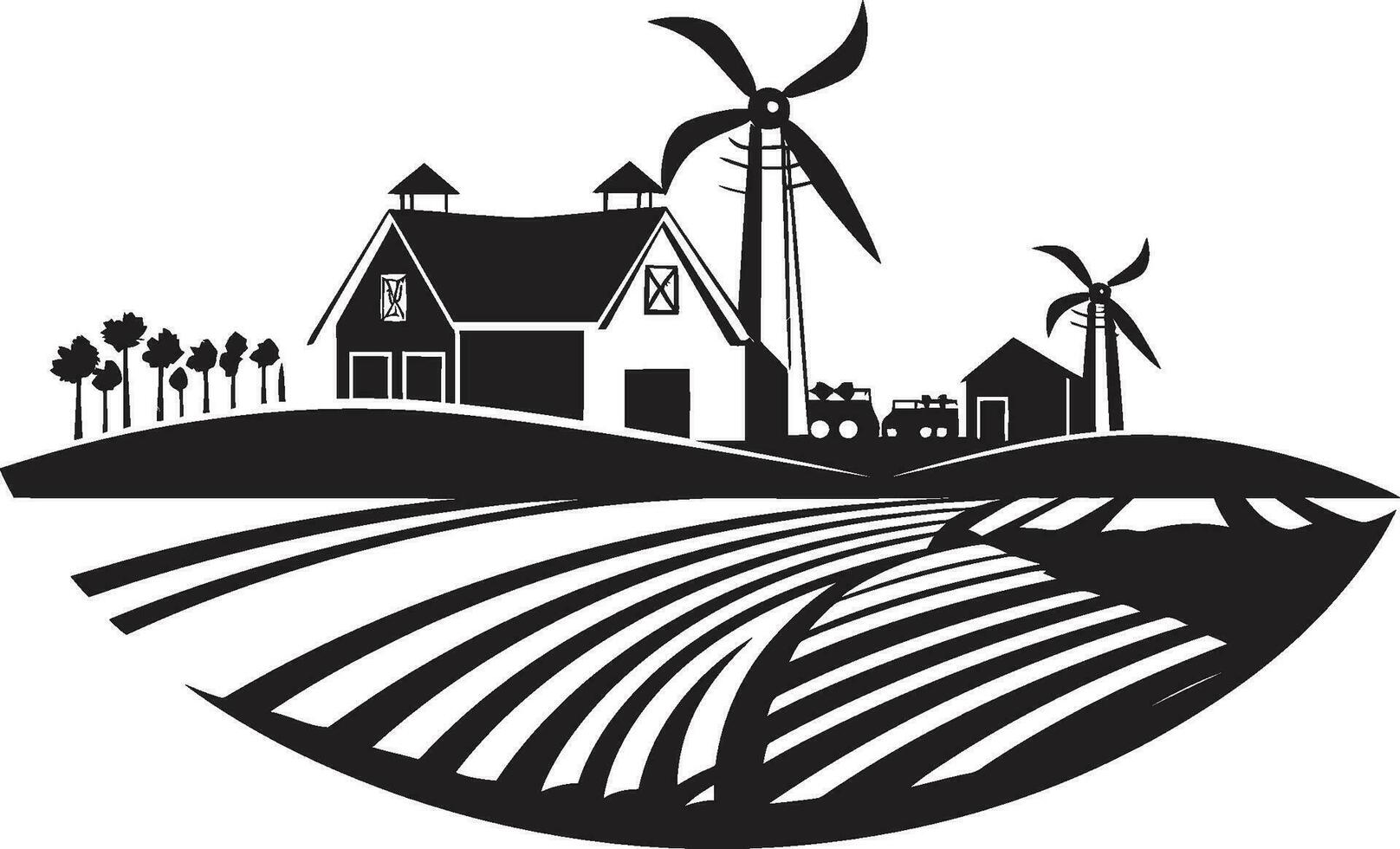 Countryside Sanctuary Agricultural Vector Icon Rustic Homestead Black Emblem Design