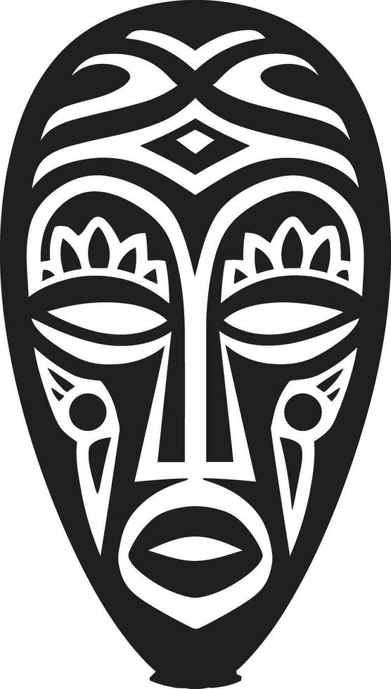 Ancestral Whispers Emblem of African Mask Ritualistic Threads Black Logo Tribal Mask vector