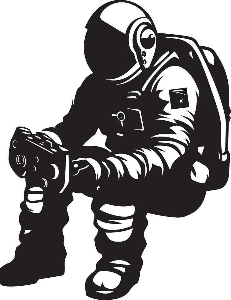 Galactic Expeditionist Astronaut Vector Icon Cosmic Explorer Astronaut Vector Emblem