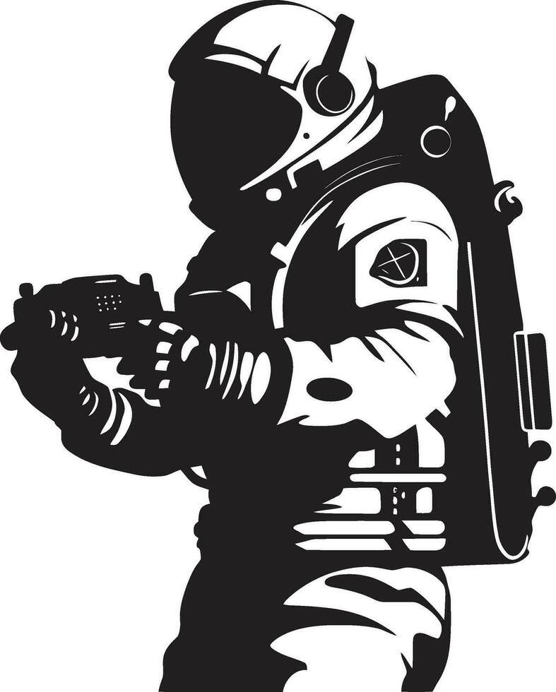 Galactic Expeditionist Astronaut Vector Icon Cosmic Explorer Astronaut Vector Emblem