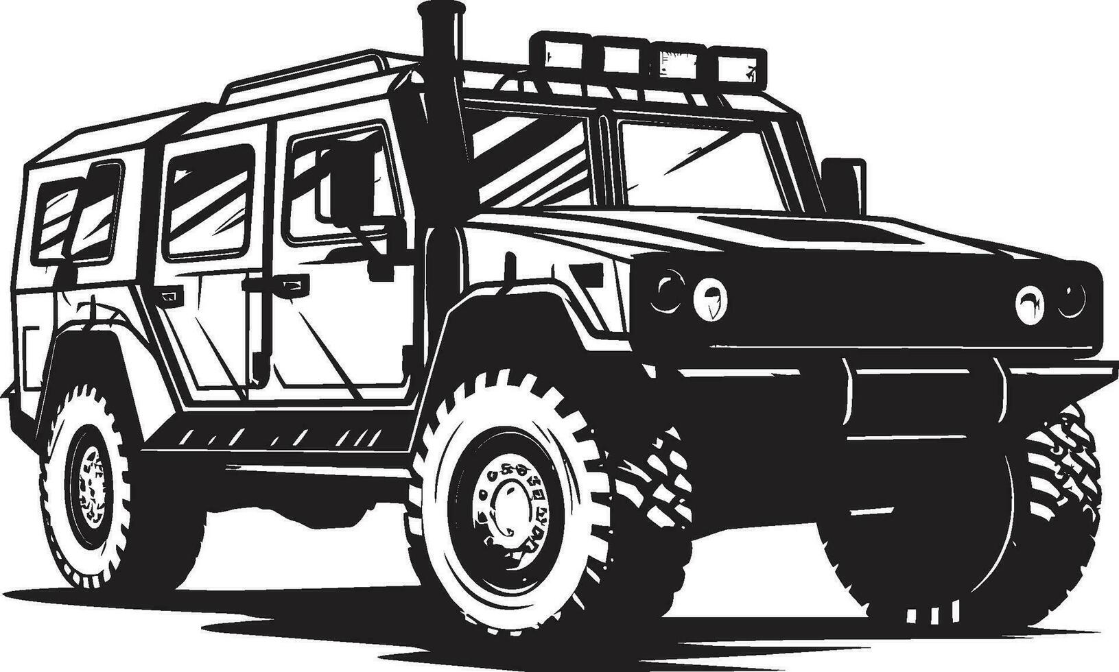 Combat Cruiser Army Vehicle Vector Logo Tactical Transport Black Iconic 4x4 Emblem