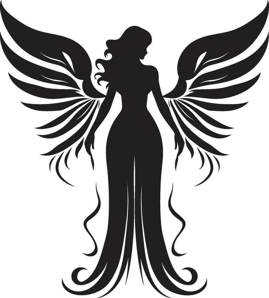 Serene Presence Winged Angel Symbol Radiant Ethereal Vector Angel Emblem