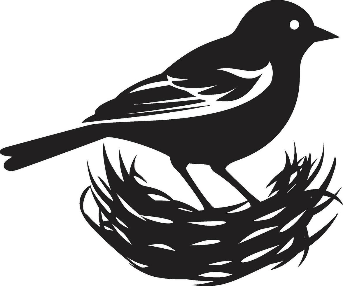 Bird s Haven Vector Nest Logo Aviary Builder Black Bird Icon