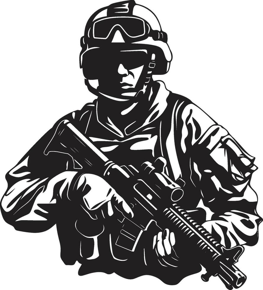 Combatant Vigor Vector Armyman Emblem Heroic Resolve Black Armed Soldier Logo Design