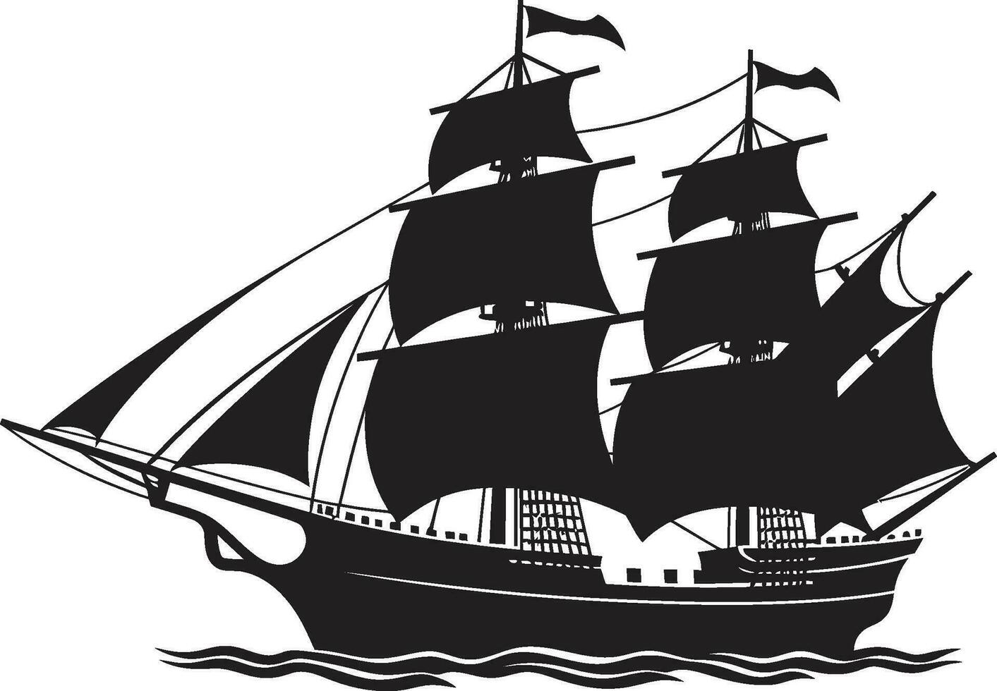 Timeless Odyssey Ancient Ship Icon in Black Ancient Navigator Vector Ship Emblem