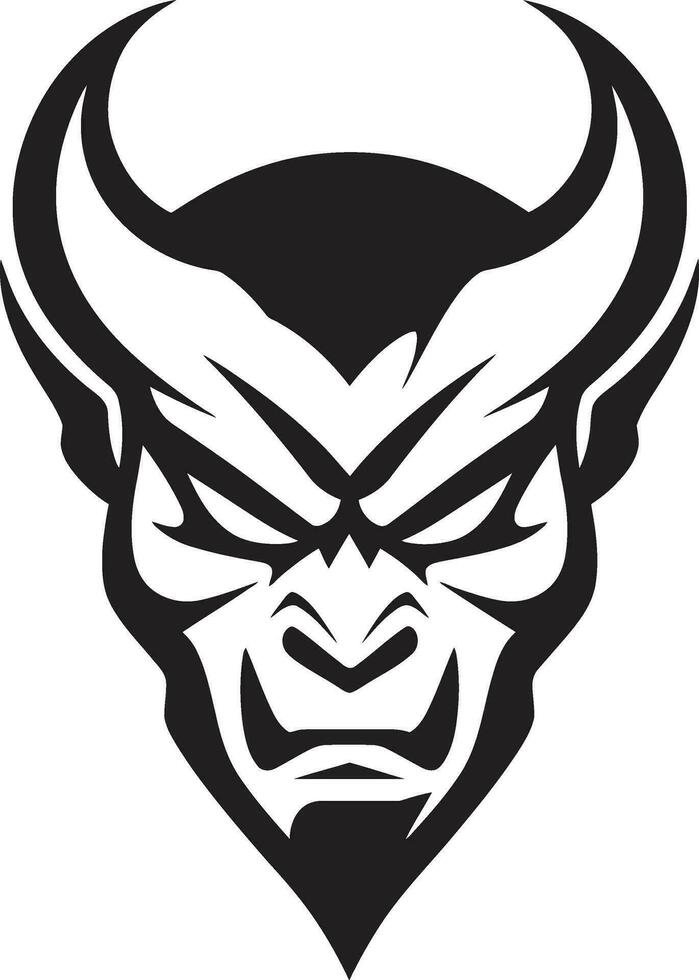 Satanic Dominance Vector Devil s Face Logo Furious Inferno Black Logo with Aggressive Devil s Face