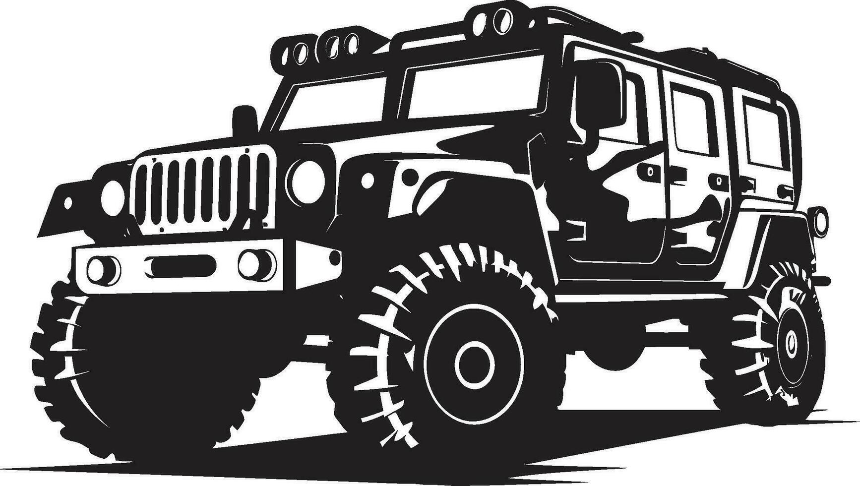Battle Ready Expedition 4x4 Black Logo Defensive Recon Military Vehicle Icon vector