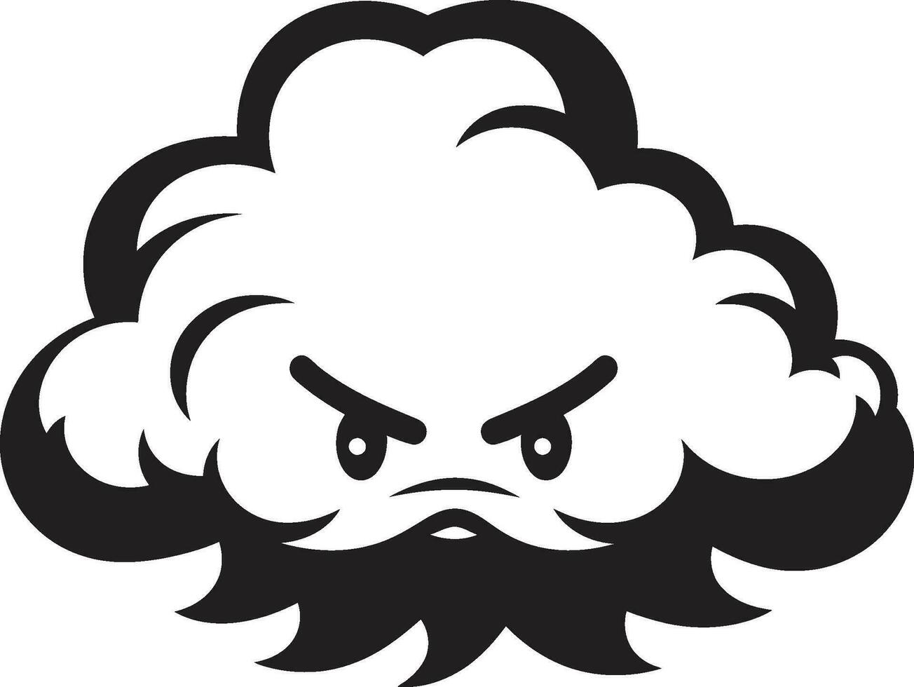 Furious Cumulus Black Cloud Cartoon Design Tempestuous Rage Angry Cloud Emblem Design vector