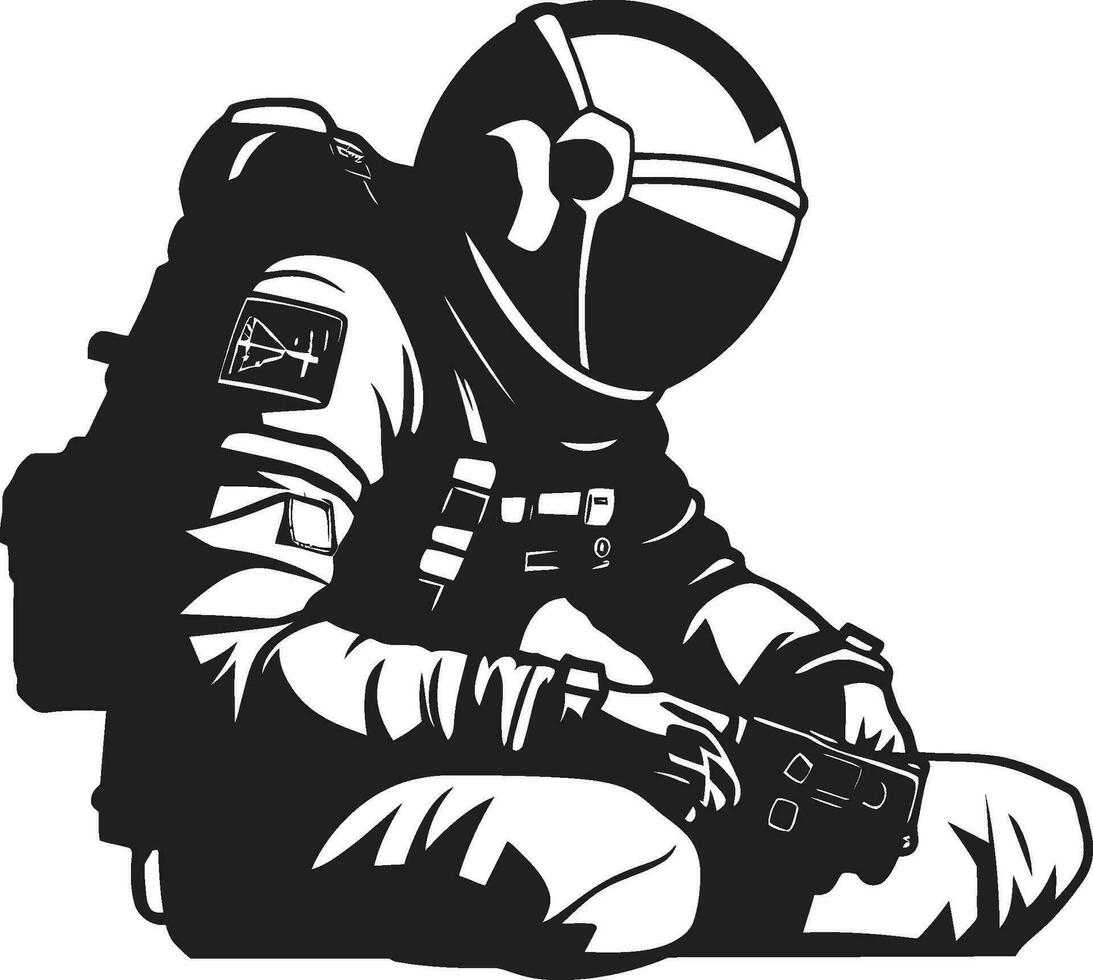 estelar navegador vector astronauta símbolo cosmos pionero negro casco logo