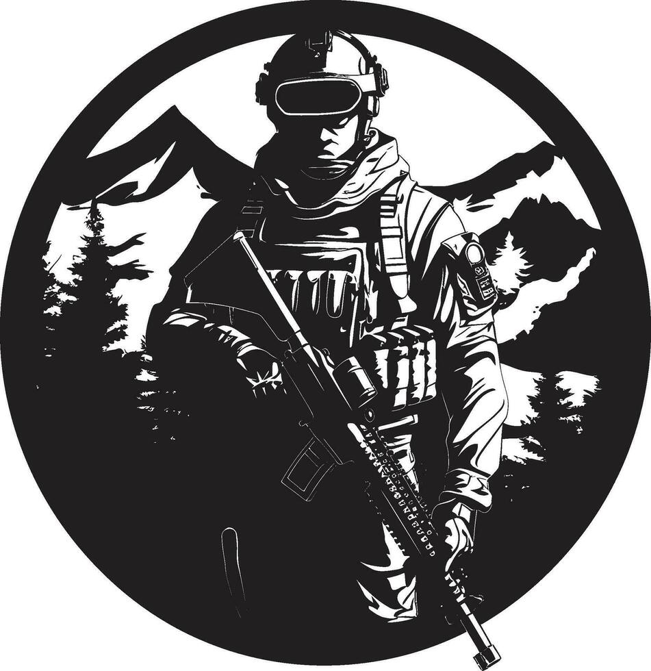 guerrero centinela vector armado Guardia guardián s precisión negro Ejército logo
