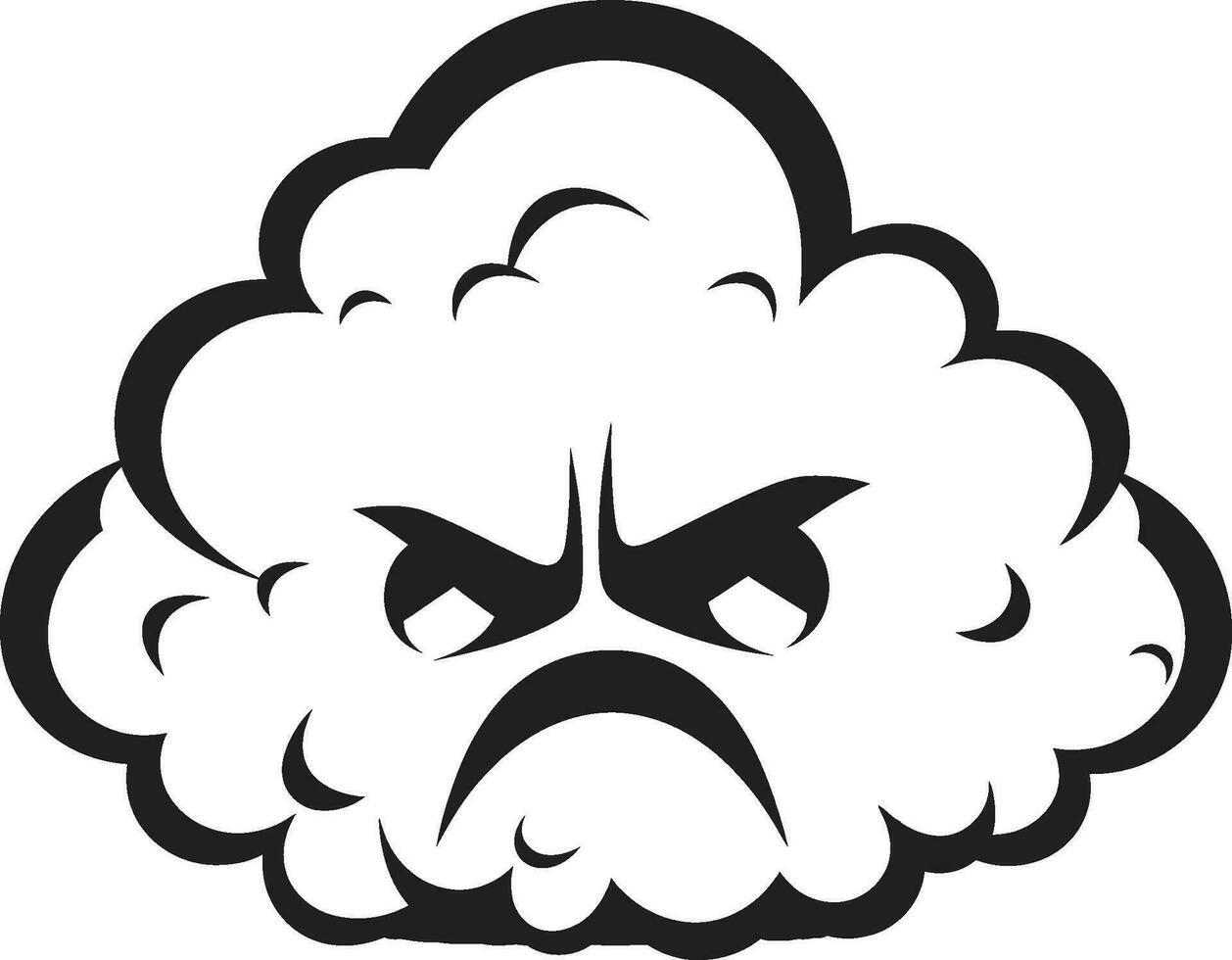 Thunderous Rage Angry Cloud Design Agitated Vapor Vector Angry Cloud Emblem