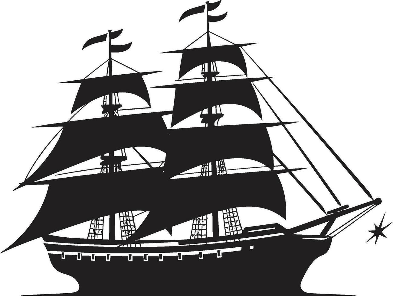 Mythical Galleon Black Ship Design Antique Navigator Vector Ship Icon