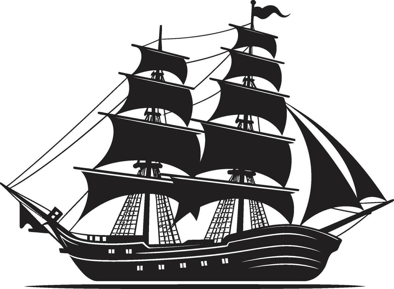 Nautical Artifact Vector Ship Design Vintage Odyssey Black Ancient Ship Emblem