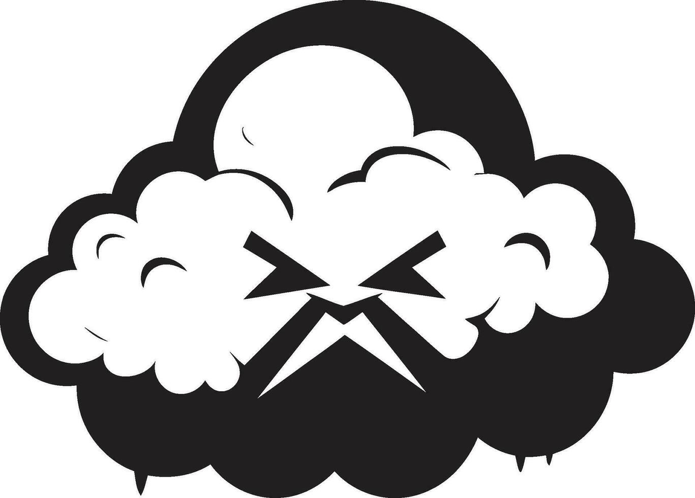 enfurecido nube de tormenta enojado nube icono diseño oscuro tempestad vector enojado nube personaje