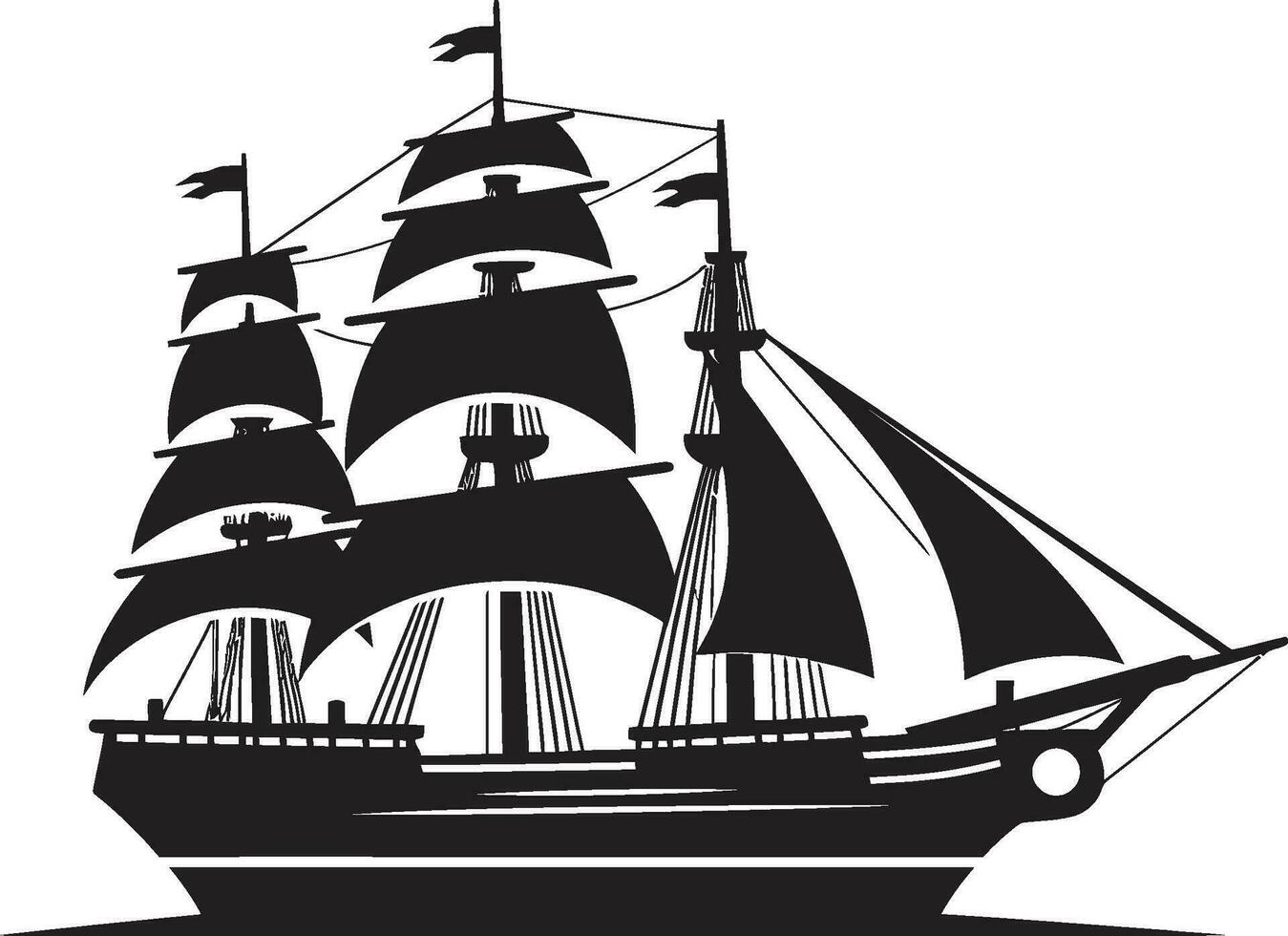 Historic Seafaring Vector Ship Design Aged Navigation Ancient Ship Emblem