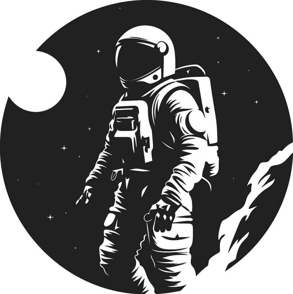 Stellar Navigator Vector Spacesuit Icon Celestial Explorer Astronaut Emblematic Design