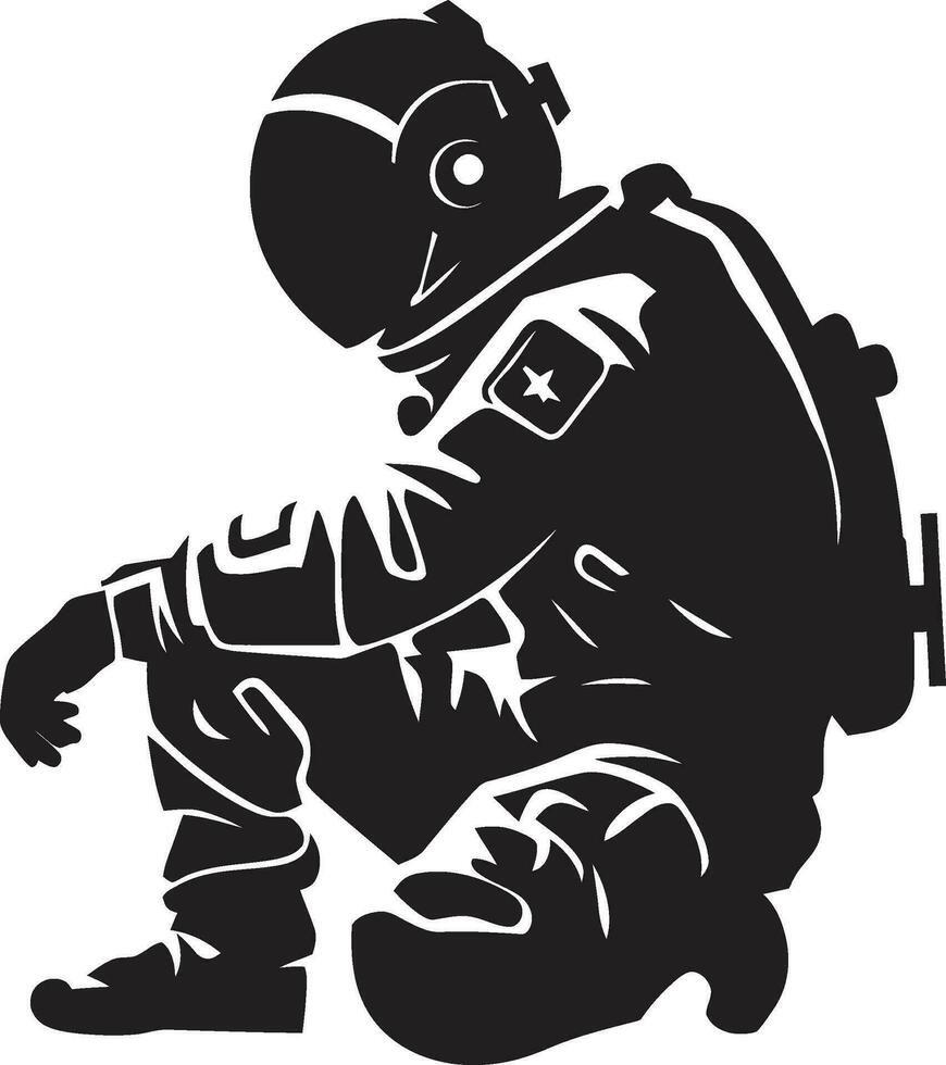 Space Explorer Astronaut Emblematic Vector Cosmic Journey Black Astronaut Logo Icon